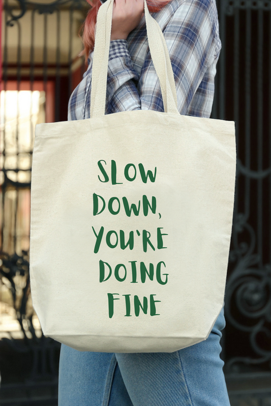 Kanvas Slow Down Tasarımlı Bez Çanta