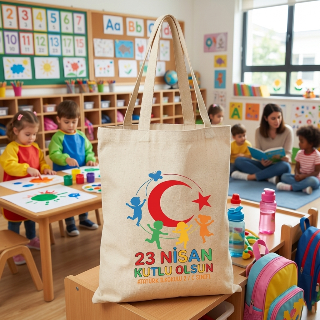 35x40 Cm 23 Nisan Hediyesi Baskılı Bez Çanta - 23 Nisan Hediyeliği