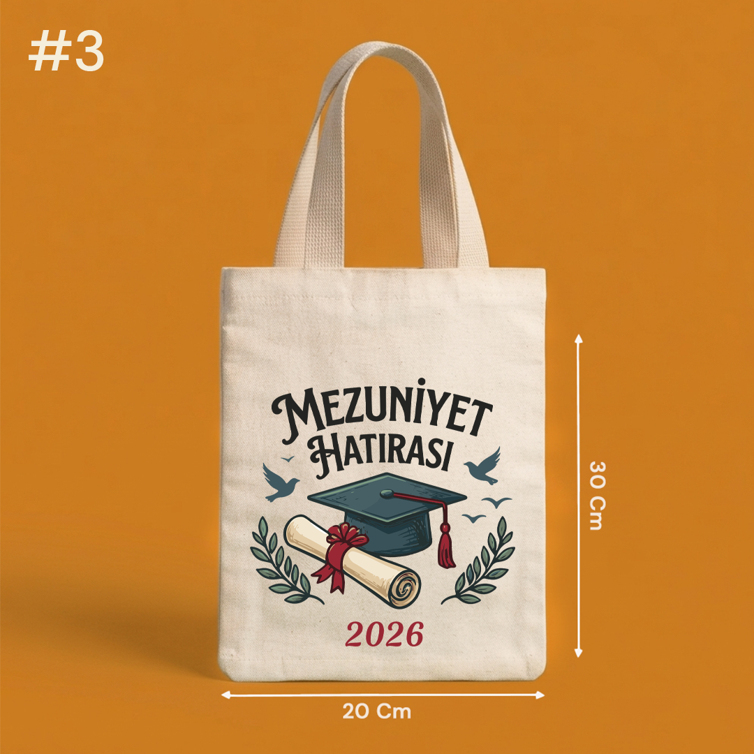 20x30 Cm Mezuniyet Hediyesi Baskılı Bez Çanta