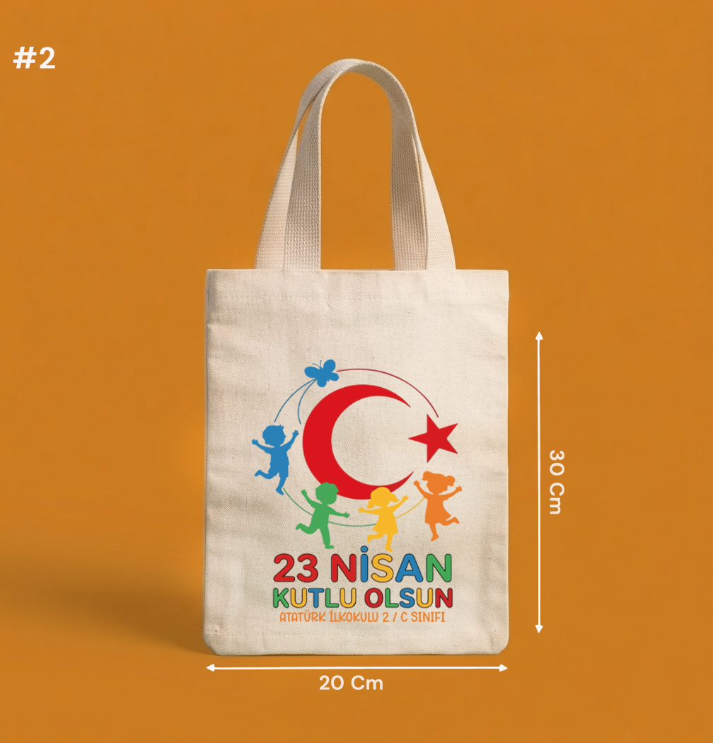 20x30 Cm 23 Nisan Hediyesi Baskılı Bez Çanta - 23 Nisan Hediyeliği