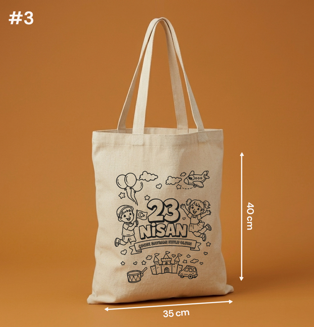 Boyanabilir 23 Nisan Çantası - NO: 3 — "23 Nisan Çocuk Bayramı" Büyük Kutlama Sahnesi Tasarımı