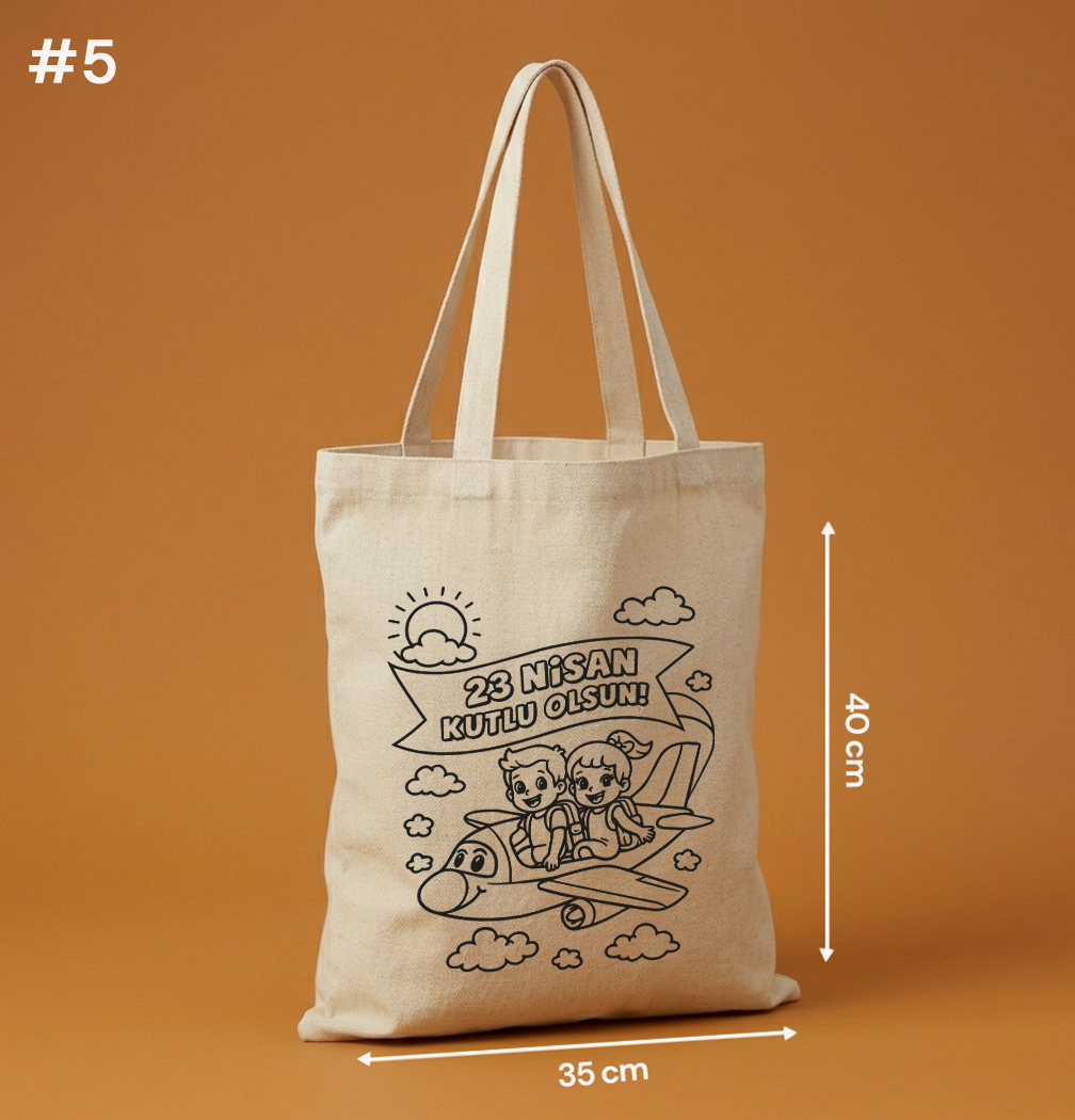 Boyanabilir 23 Nisan Çantası - NO: 5 — "23 Nisan Kutlu Olsun!" Uçak Tasarımı