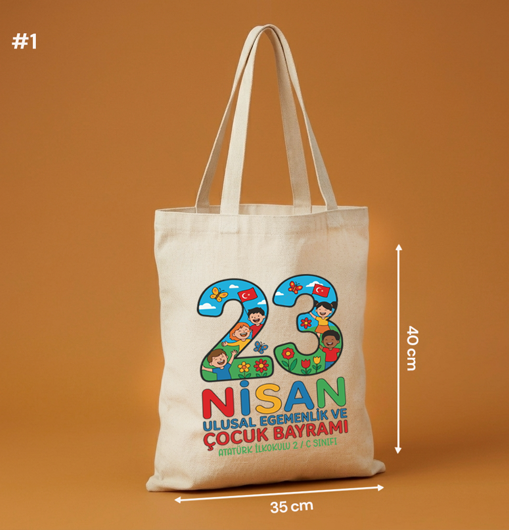 35x40 Cm 23 Nisan Hediyesi Baskılı Bez Çanta - 23 Nisan Hediyeliği