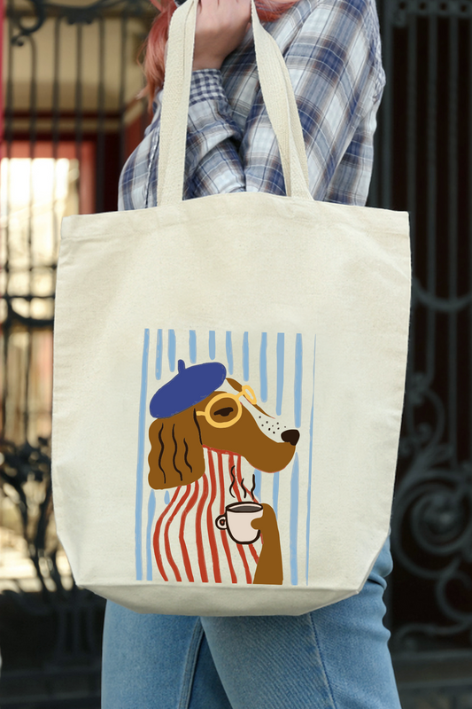 Kanvas Paris' İn En Havalı Köpeği Tasarımlı Bez Çanta