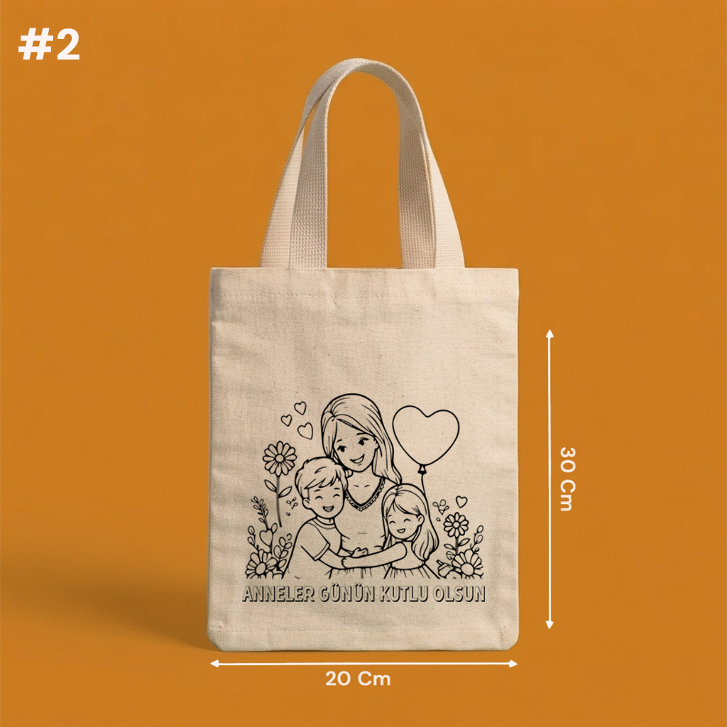 20x30 Cm Boyanabilir Anneler Günü Çantası - Anneler Günü Hediyeliği