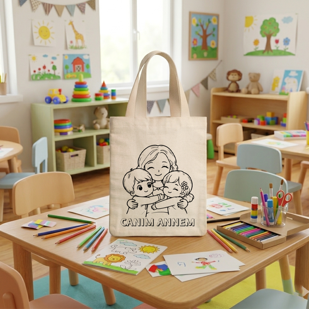 20x30 Cm Boyanabilir Anneler Günü Çantası - Anneler Günü Hediyeliği