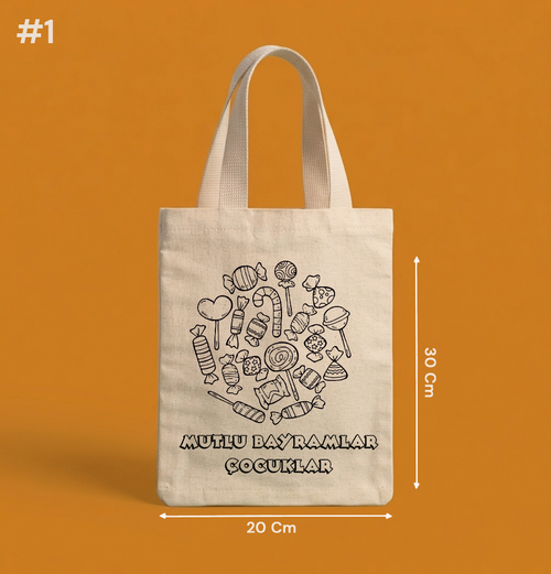 20x30 Cm Boyanabilir Bayrama Özel Çanta - Bayram Hediyeliği