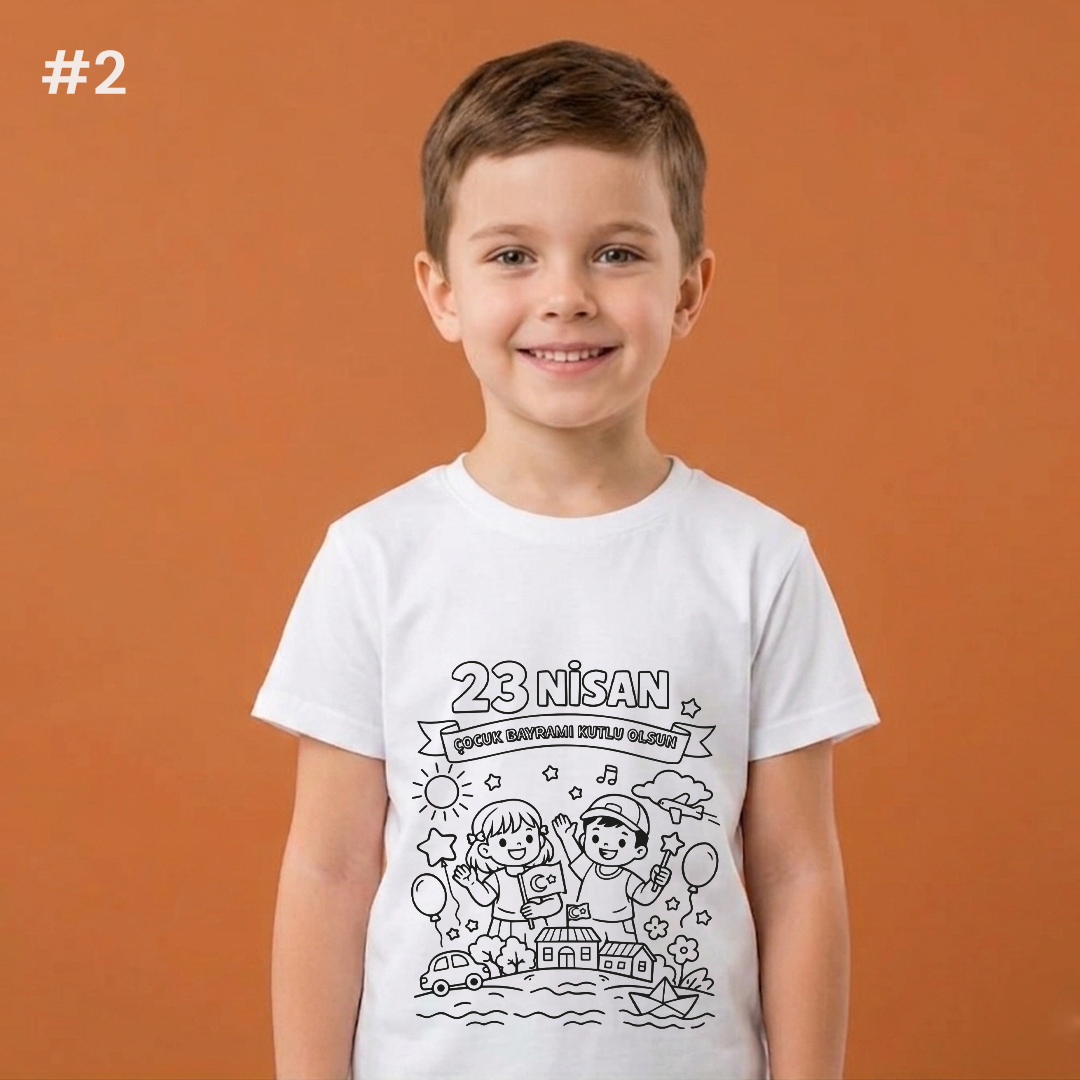 Boyanabilir Tişört 23 Nisan Temalı - NO: 2 - Çocuk Bayramı Kutlu Olsun