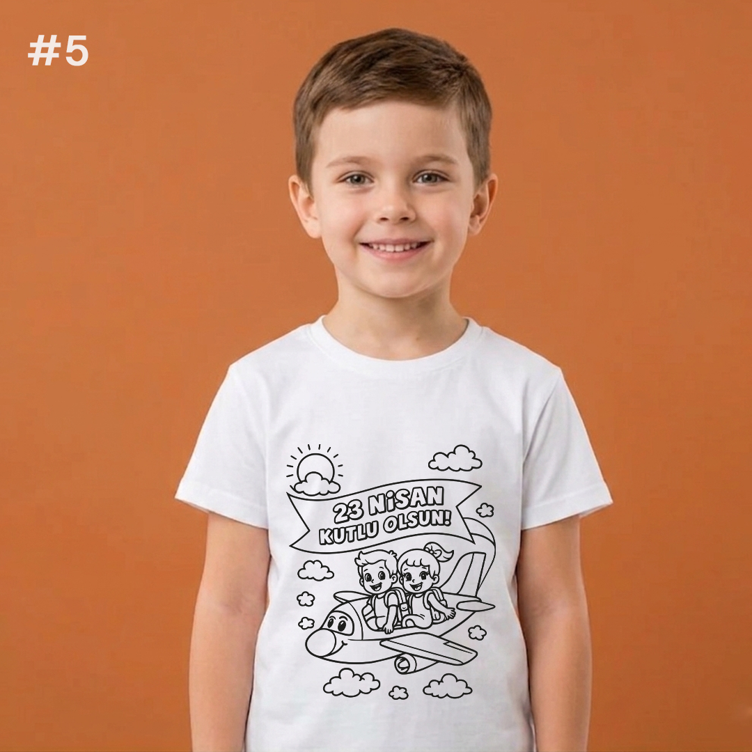 Boyanabilir Tişört 23 Nisan Temalı - NO: 5 -23 Nisan Kutlu Olsun