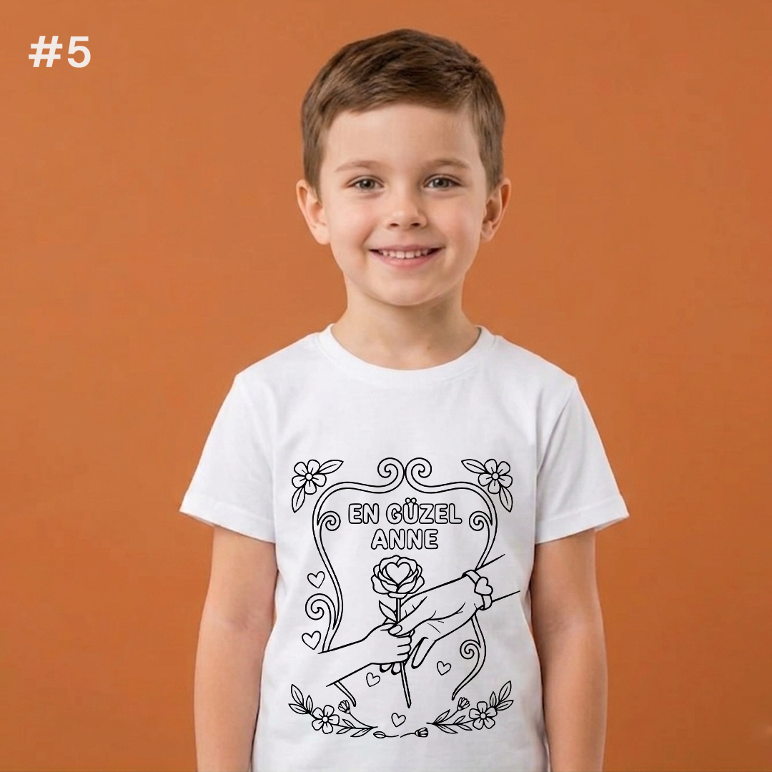 Boyanabilir Tişört Anneler Günü Temalı - NO:5 - En Güzel Anne Tasarımı