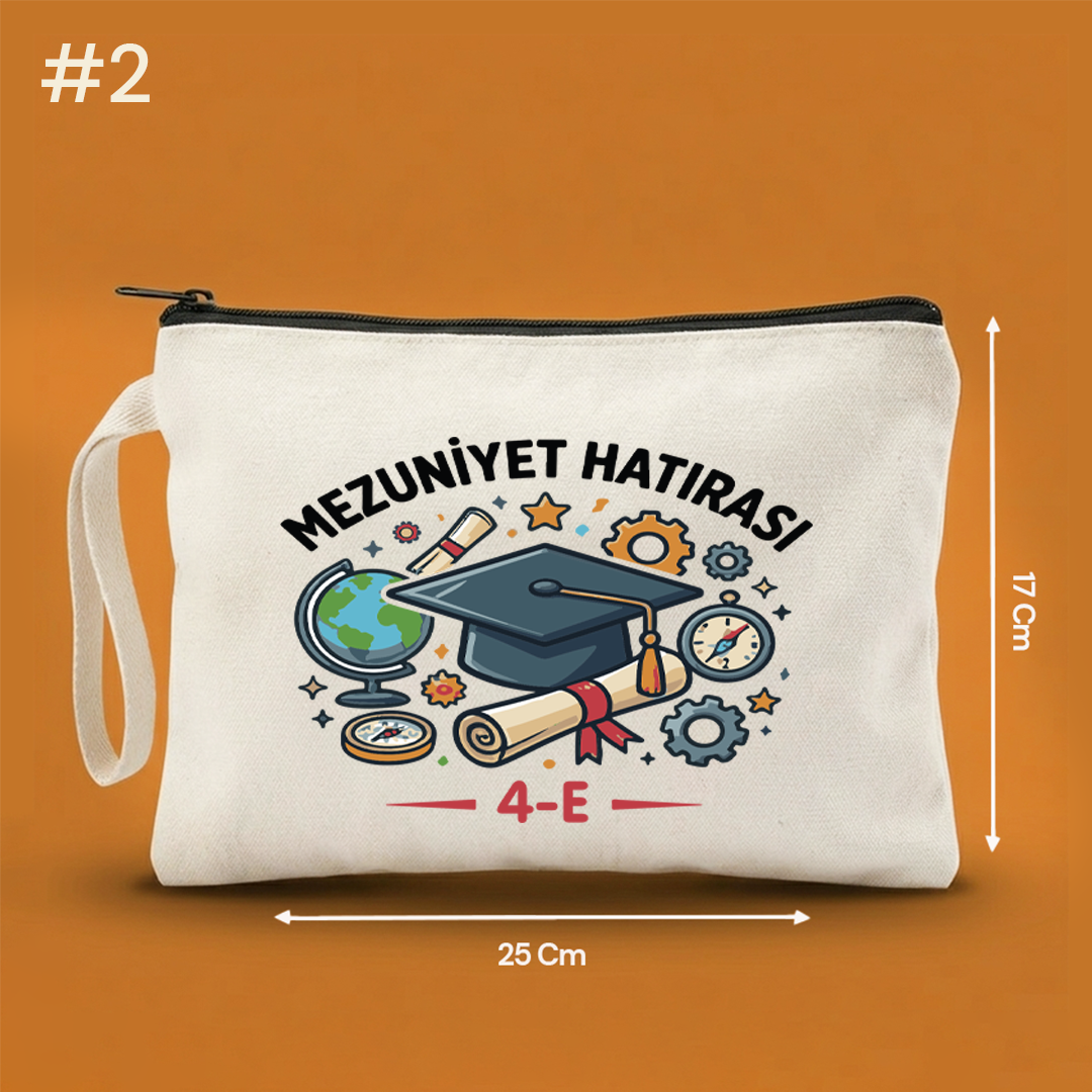 25x17 Cm Mezuniyet Hediyesi Baskılı Clutch Astarsız Çanta