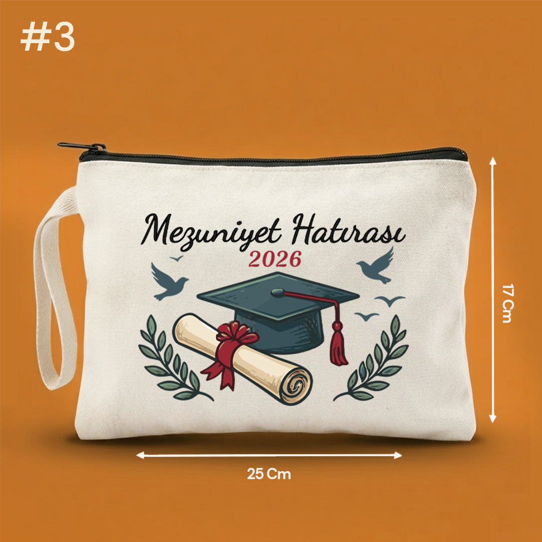 25x17 Cm Mezuniyet Hediyesi Baskılı Clutch Astarsız Çanta
