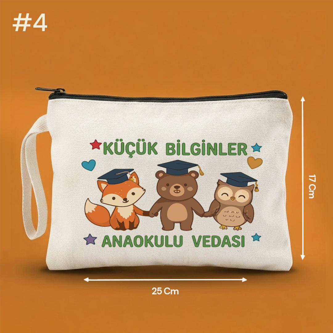 25x17 Cm Mezuniyet Hediyesi Baskılı Clutch Astarsız Çanta
