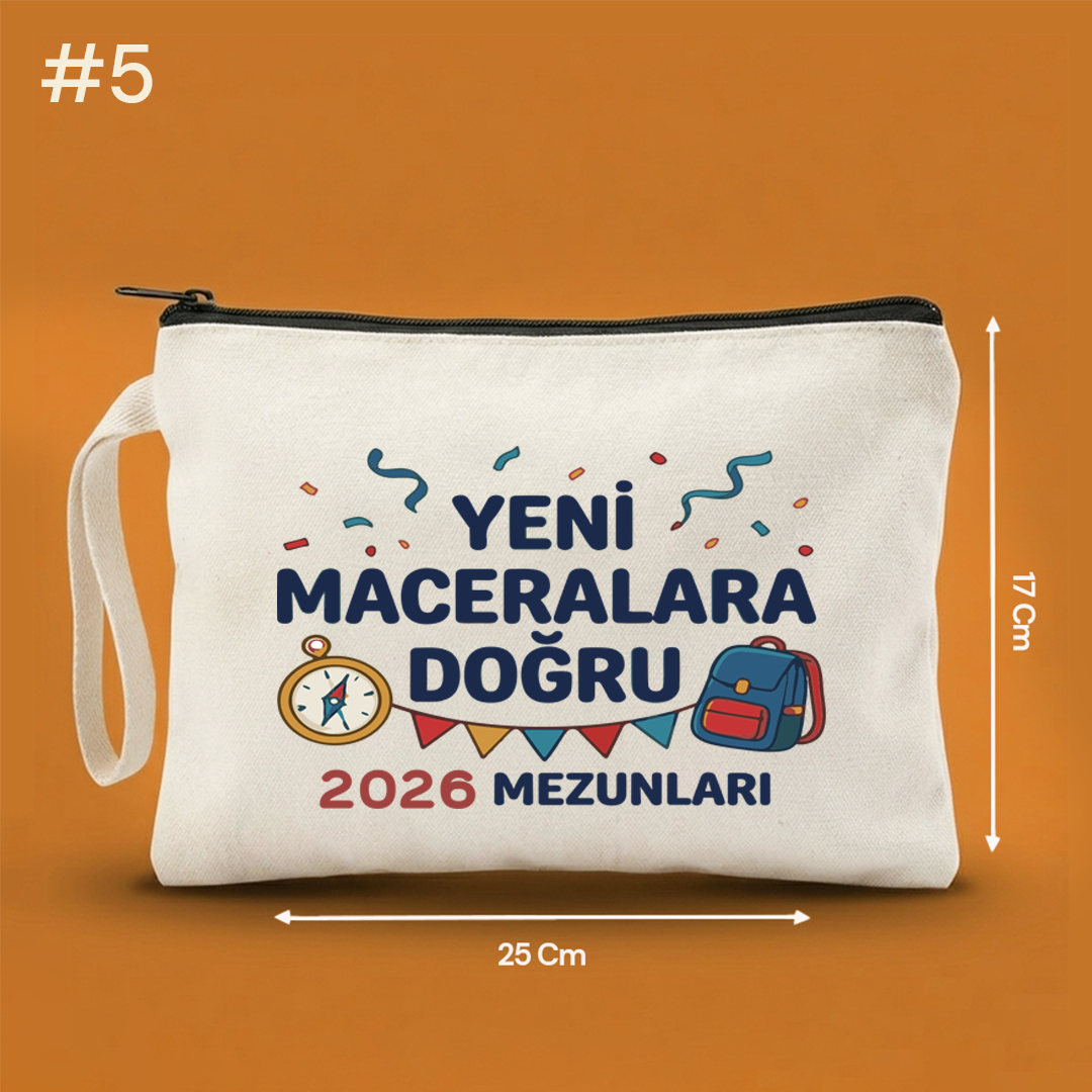 25x17 Cm Mezuniyet Hediyesi Baskılı Clutch Astarsız Çanta