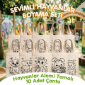 Boyanabilir  Ham Bez Çanta Hayvanlar Alemi - 10  Farklı Tasarım (Toplam 10 Adet)