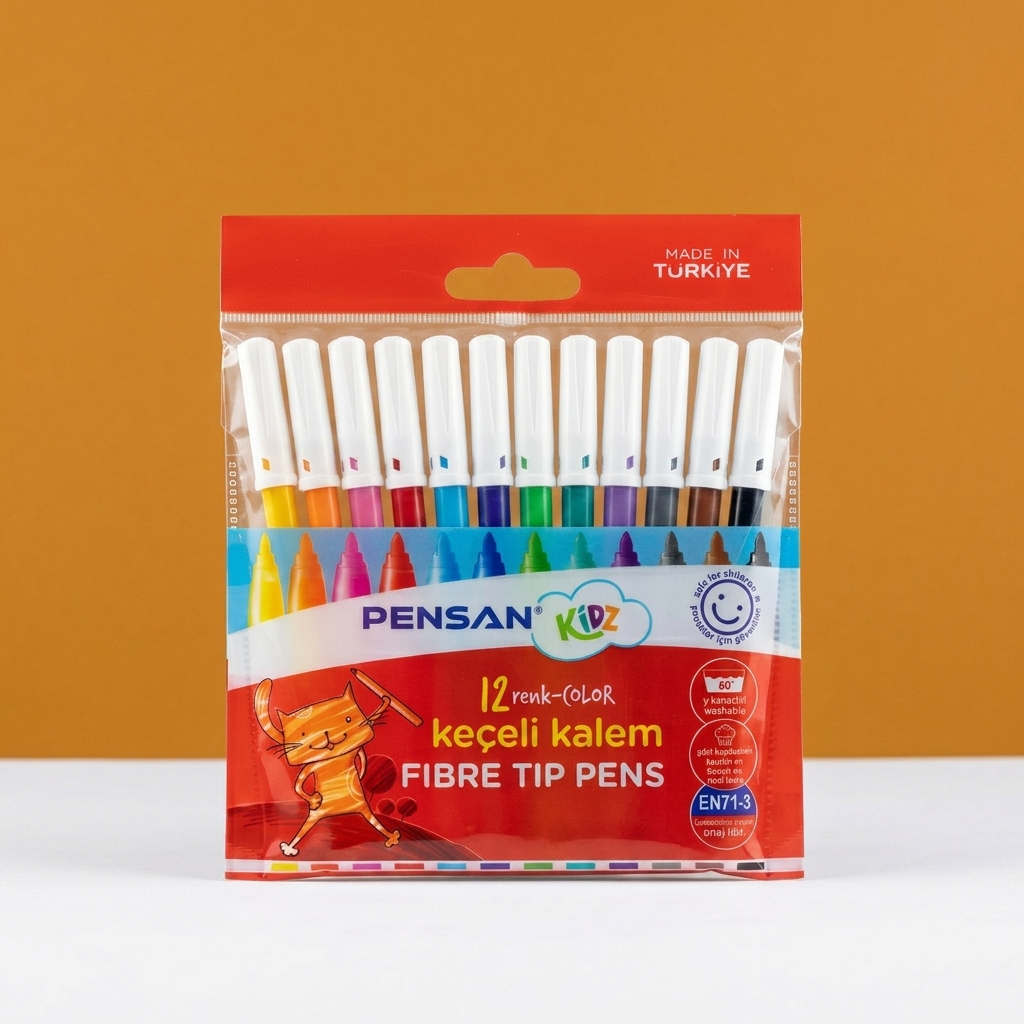 Pensan Kidz 12'li Keçeli Kalem (Fibre Tip Pens)