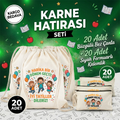 Karne Hediyesi Set - 20 Adet Büzgülü Çanta + 20 Adet Kalemlik Model -1