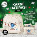 Karne Hediyesi Set - 20 Adet Büzgülü Çanta + 20 Adet Kalemlik Model -4