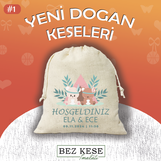 Baskılı Yeni Doğan Kesesi Karma Tema 10 Adet