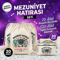 Mezuniyet Hediyesi Set - 20 Adet Büzgülü Çanta + 20 Adet Kalemlik Model -2