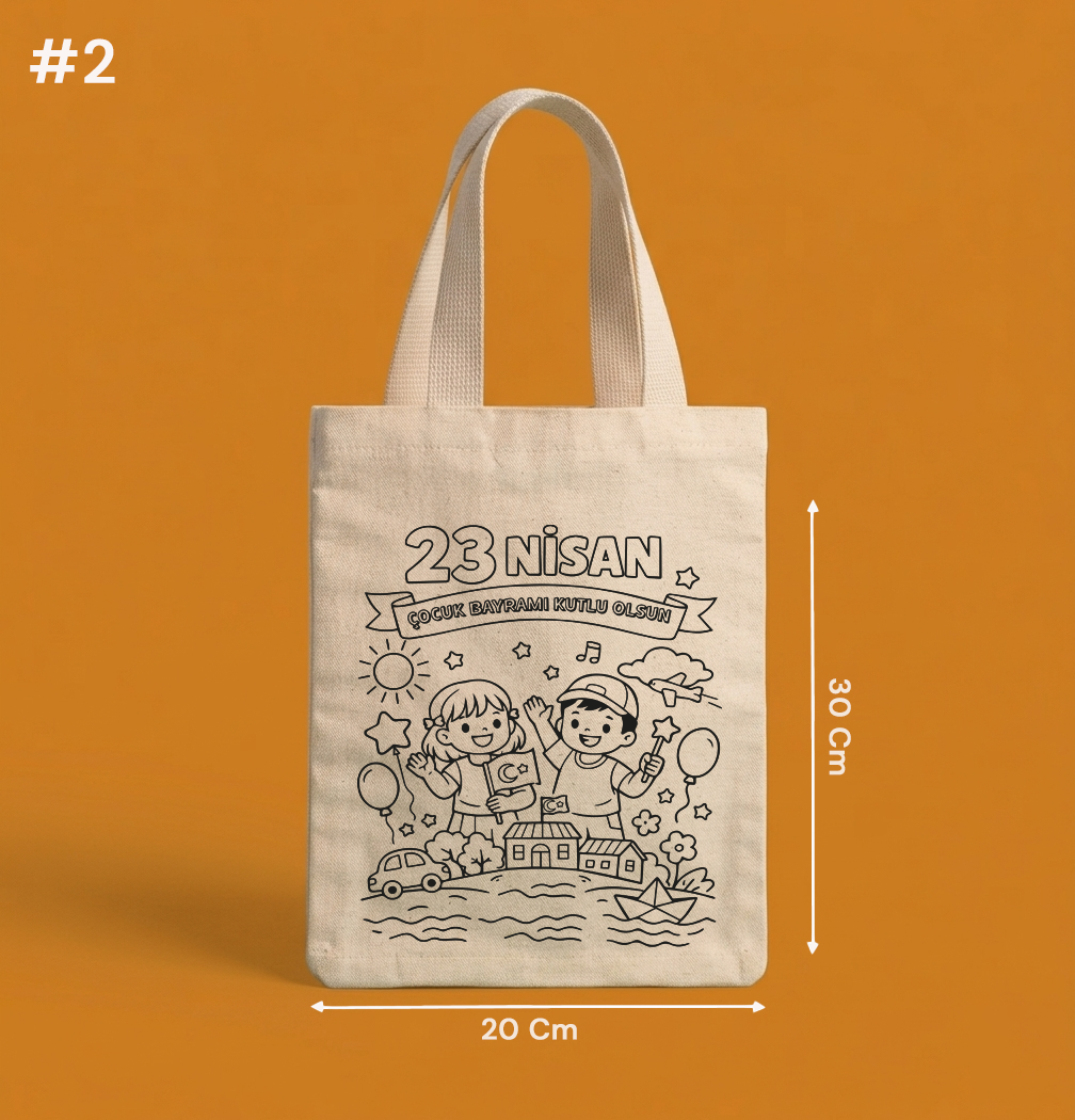 20x30 CM Boyanabilir 23 Nisan Çantası -  23 Nisan Hediyesi