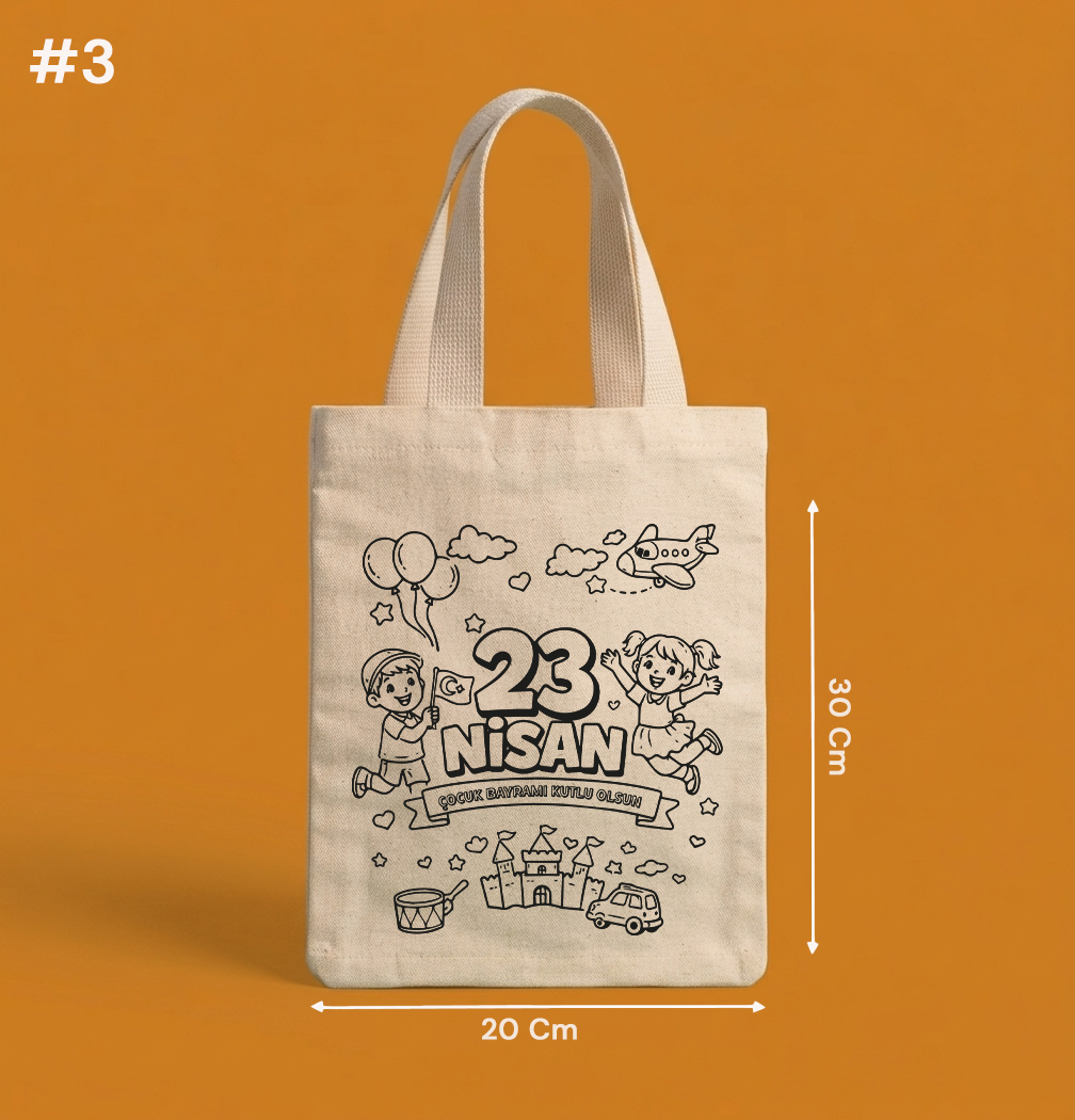 20x30 CM Boyanabilir 23 Nisan Çantası -  23 Nisan Hediyesi