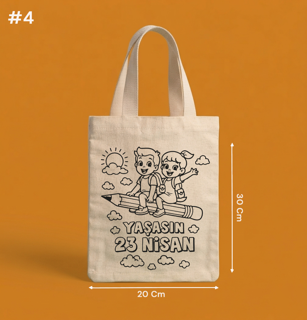 Boyanabilir 23 Nisan Çantası - NO: 4 — "Yaşasın 23 Nisan" Uçan Kalem Tasarımı