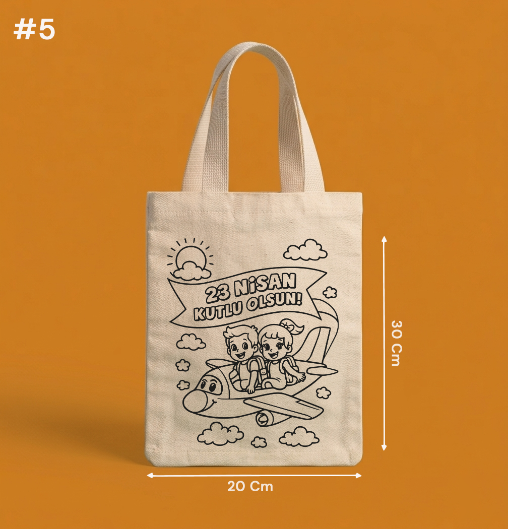 Boyanabilir 23 Nisan Çantası - NO: 5 — "23 Nisan Kutlu Olsun!" Uçak Tasarımı