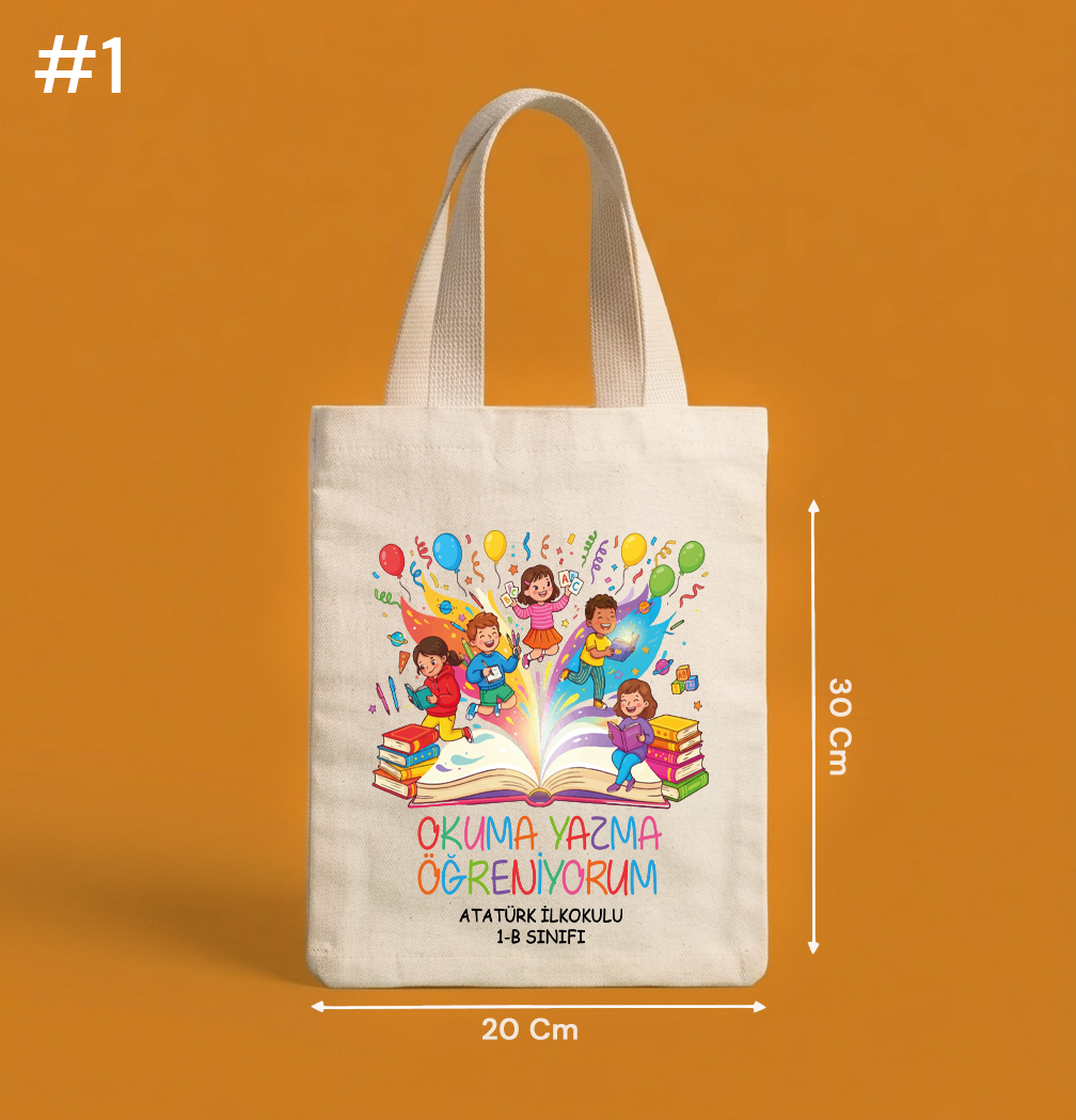 20x30 Cm Okula Dönüş Hediyesi Okumayı Öğreniyorum  Baskılı Bez Çanta