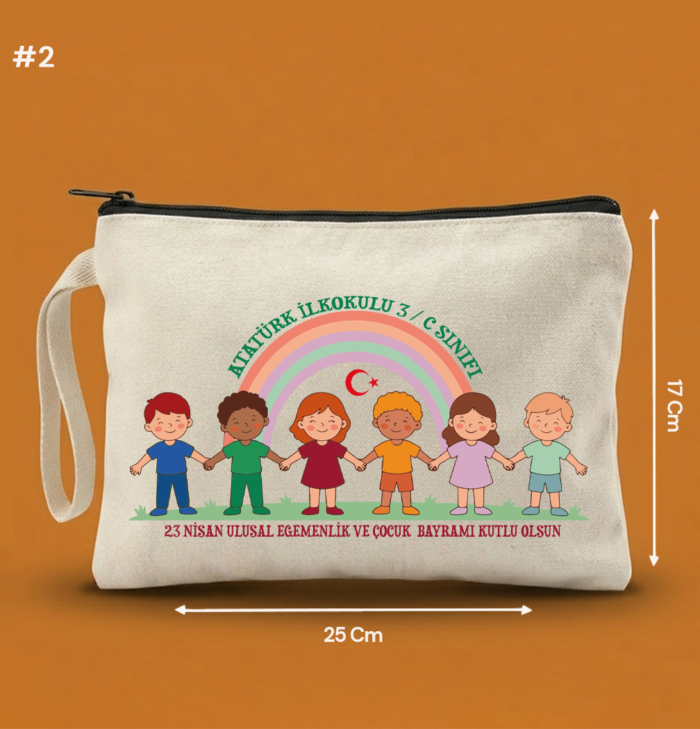 25x17 Cm 23 Nisan Özel Clutch Astarsız Çanta  – 23 Nisan Hediyeliği