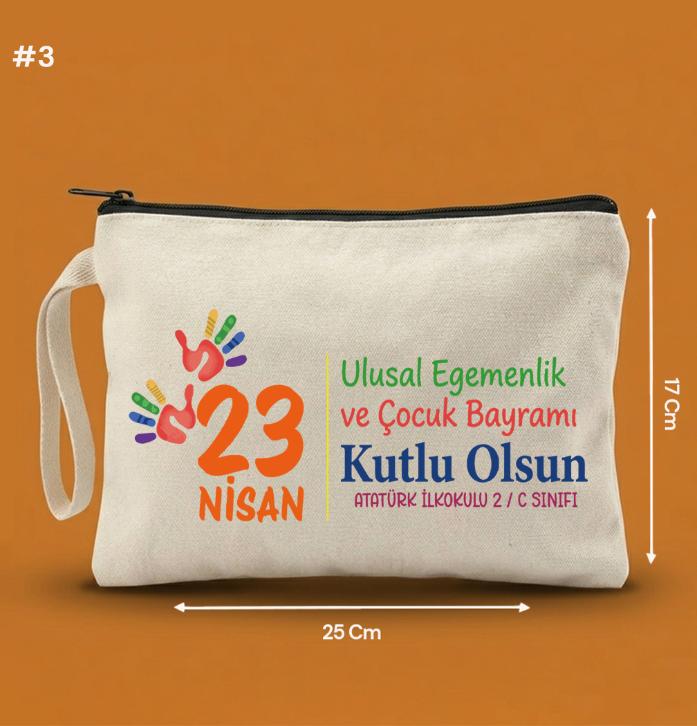 25x17 Cm 23 Nisan Özel Clutch Astarsız Çanta  – 23 Nisan Hediyeliği