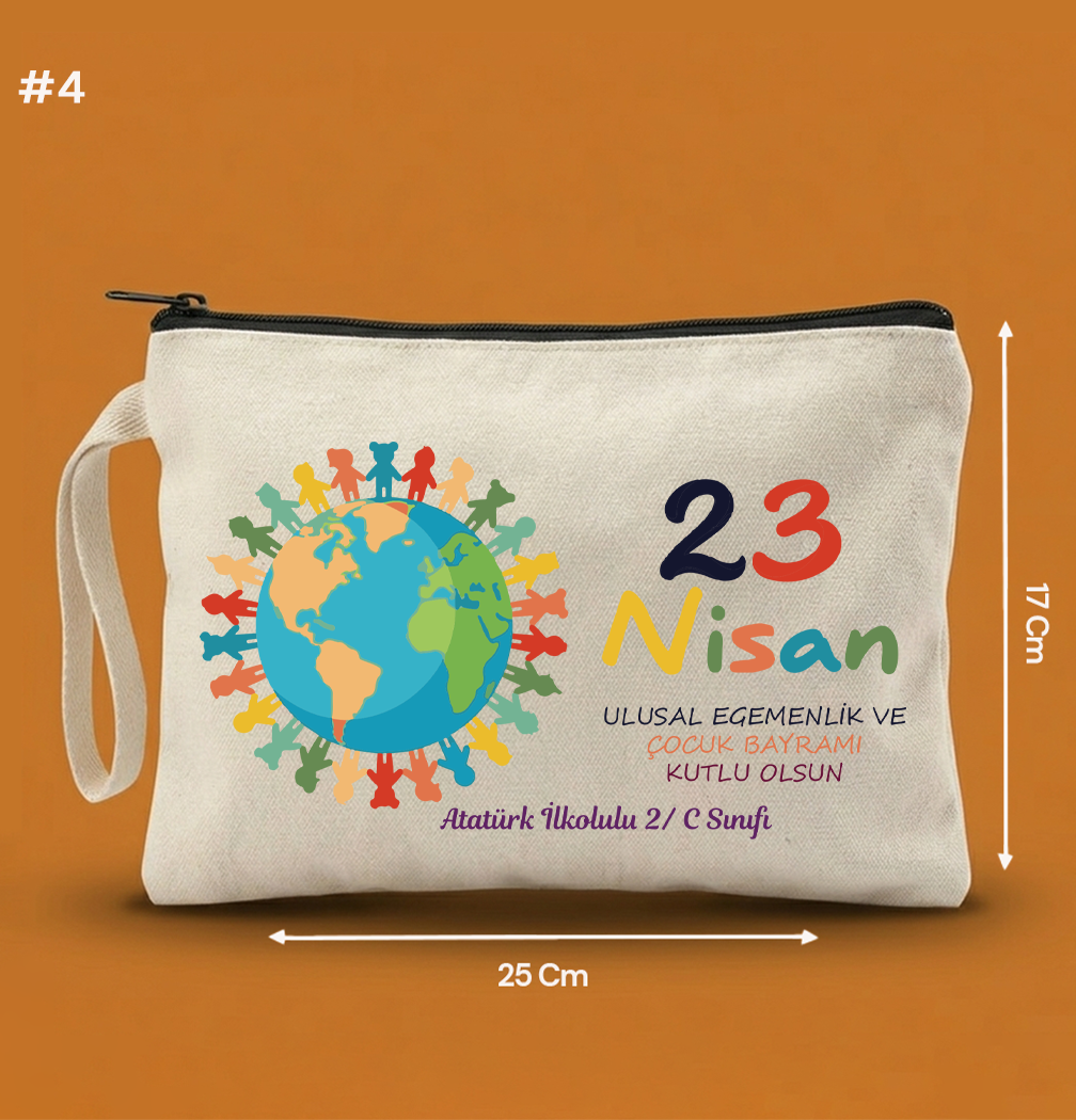 25x17 Cm 23 Nisan Özel Clutch Astarsız Çanta  – 23 Nisan Hediyeliği