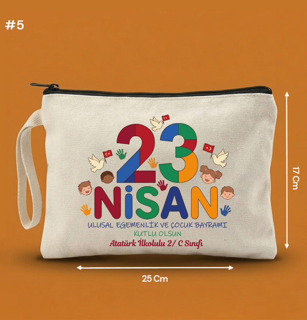 25x17 Cm 23 Nisan Özel Clutch Astarsız Çanta  – 23 Nisan Hediyeliği