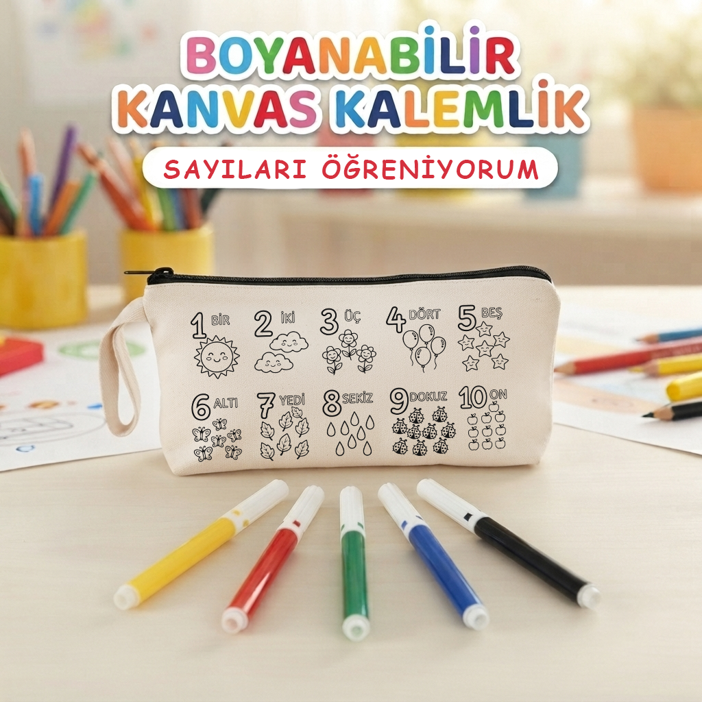 21x10 Cm Okula Dönüş  Hediyesi Sayıları Öğreniyorum Boyanabilir Astarsız Kalemlik