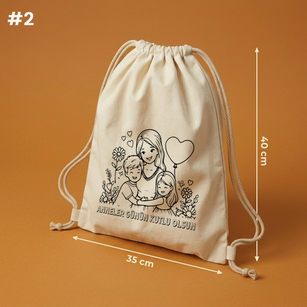 Boyanabilir Anneler Günü Büzgülü Çanta - NO: 2 — Anneler Günün Kutlu Olsun Tasarımı