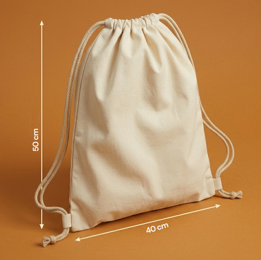 Büzgülü Ham Bez Çanta - 40x50 cm