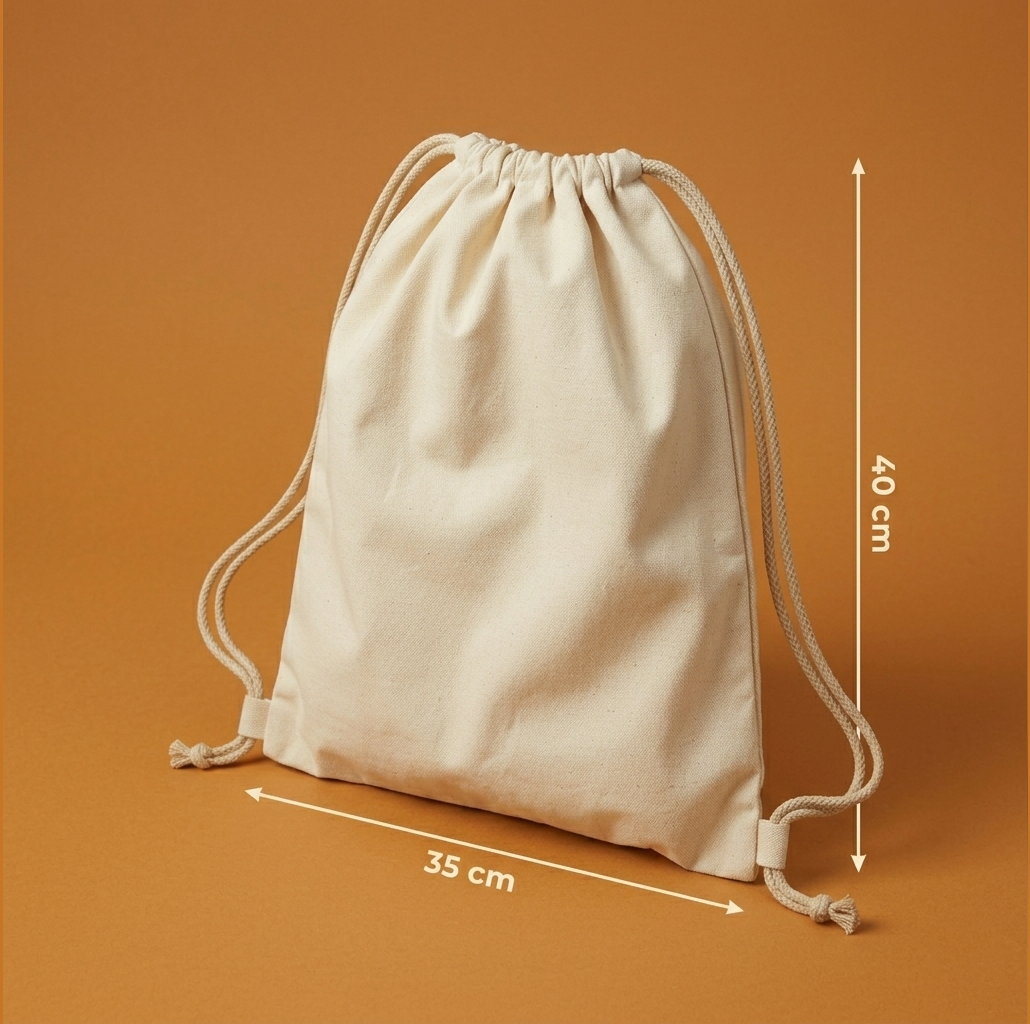 Büzgülü Ham Bez Çanta - 35x40 cm